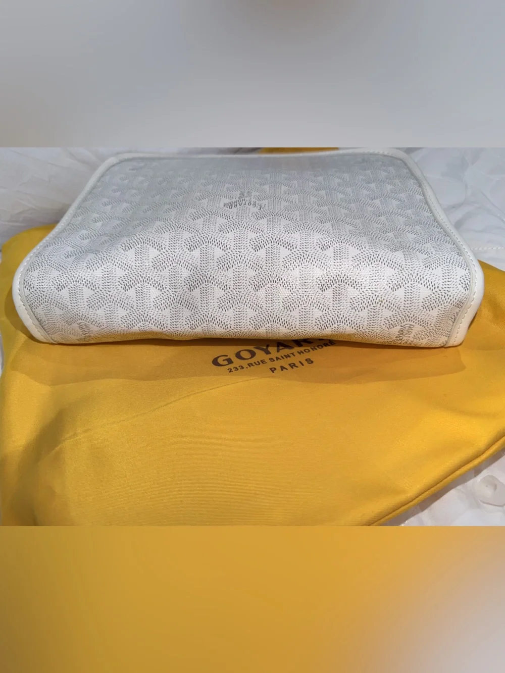 White  Chevron Canvas Pouch with Front Slip Pocket